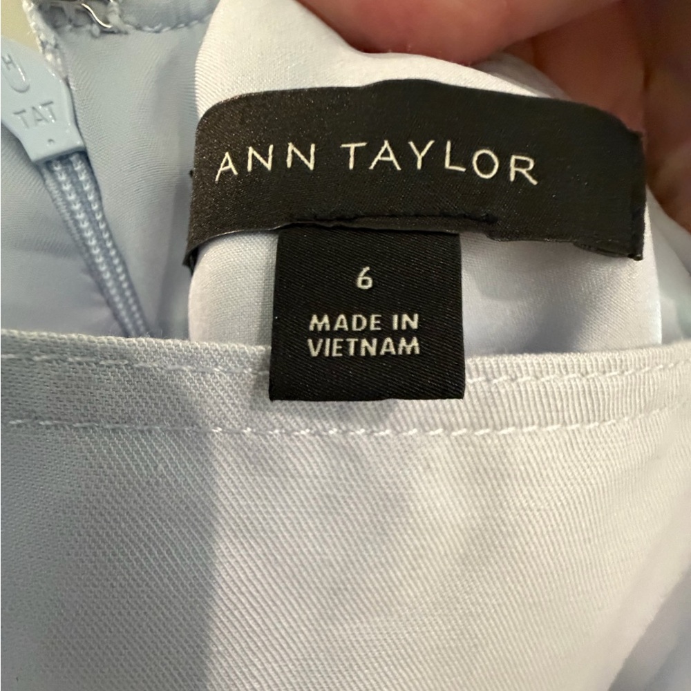 Ann Taylor size 6 Light Blue Belted Square-Neck Midi Dress - Picture 3 of 5